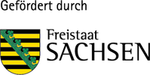 Logo des Freistaates Sachsen mit dem Schriftzug "Gefördert durch den Freistaat Sachsen"